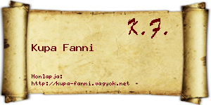 Kupa Fanni névjegykártya